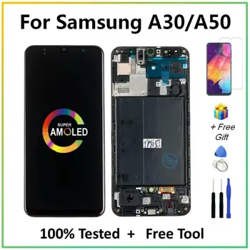 Super AMOLED Za Samsung Galaxy A30 A50 SM-A505FN/DS LCD-Zaslon, Zaslon na Dotik, Računalnike Z Okvirjem Za Samsung A50 A30 lcd