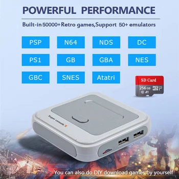 Super Konzolo X HD 4K HDMI Izhod Video Igra Konzola 256G Mini Prenosni Konzoli Retro Igre Konzole je Posnemovalnik 50000 Igre