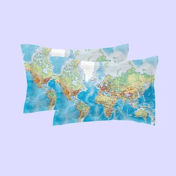 Svetovni Zemljevid Tiskanja Posteljno Perilo Domačega Tekstilnega Posteljnina Določa Posteljo Stanja Prevleke Bedclothes Kraljica Kralj Velikost Rjuhe Kritje