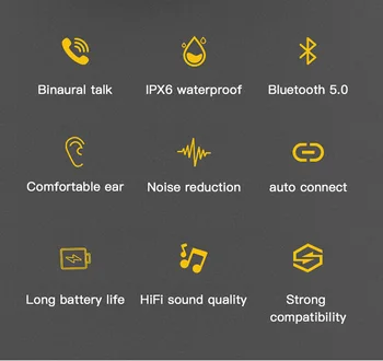 Sylas TWS Brezžične Slušalke Bluetooth 5.0 Slušalke Hrupa Preklic Stereo Bas Nepremočljiva Hi-fi Brezžični Čepkov Športne Slušalke