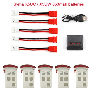 Syma X5UC / X5UW baterije RC Quadcopter Rezervni Deli Pribor 3,7 V 850mAh Baterija in Polnilnik 5-1 Kabel