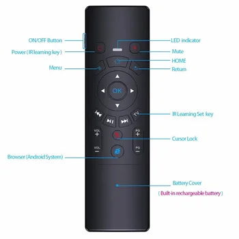 T6 2.4 G Wireless Mini tipkovnica Mikrofon 7 Barv Ozadja Sledilna ploščica IR Učenje Glas Zraka Miško Daljinski upravljalnik za android tv