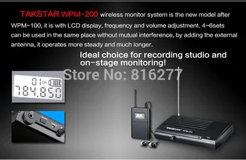 Takstar wpm-200/ wpm200 Brezžični Monitor Sistem V Uho Brezžične Stereo Slušalke Fazi monitorji 1 Oddajnik + 8 Sprejemniki