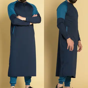 Tam Kaftan Moški Musliman Thobe Islamske Arabski Oblačila Z Dolgimi Rokavi Vrhovi Haljo Savdska Arabija Tradicionalne Kostume Moški Musliman Vrhovi