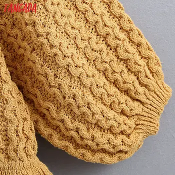 Tangada 2020 jeseni ženske žogo okrasite pulover tunika o vratu kratek rokav pletene džemper vrhovi 6Z21