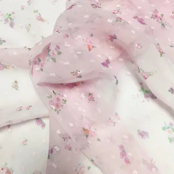 Tanko letnik cvjetnim tiskanja tkanine šifon za Poletje obleko in ženske majica je lahko videti, čeprav