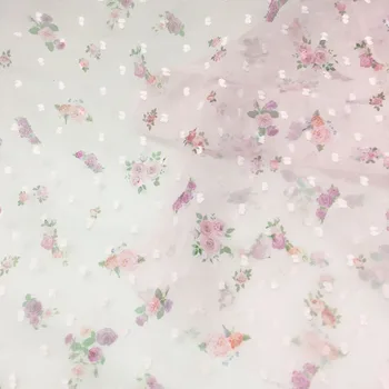 Tanko letnik cvjetnim tiskanja tkanine šifon za Poletje obleko in ženske majica je lahko videti, čeprav