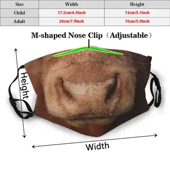 Tele JE Moker Nos Podrobno Smešno Tiskanja za Večkratno uporabo Pm2.5 Filter Za Masko Bika Govedo Teleta Živali Krave Sesalcev Podrobno Nos Blizu Mokro