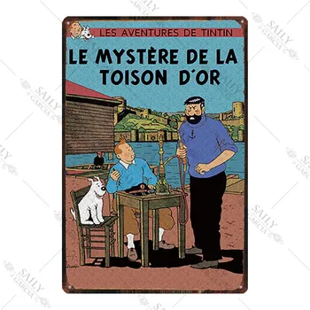 Tintin Risanka Kovinsko Ploščo Anime Risanke Pes Živali, Kovinski Znak Otroci Soba Dekor Wall Art Kovinski Tin Plakati Vrtec Soba Dekor