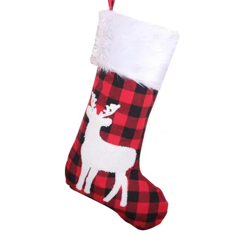 Tkanine, rdeče in črno preverite Božične nogavice Plišastih Božične nogavice, darilne vrečke Božič obeski, Božični okraski