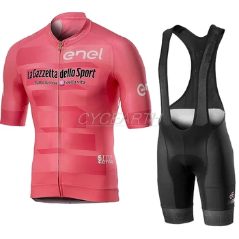 Tour De Italia, Italija 2019 Moški Kolesarski Poletje short sleeve Jersey Set in bib hlače Dihanje MTB dirke maillot