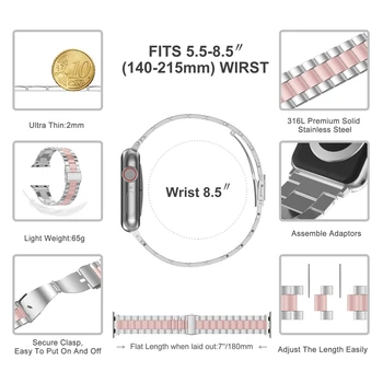 Toyouths iz Nerjavečega Jekla, Trak za Apple Watch Band 38 mm 42mm 2019 Kovinski Moški Ženske Šport Watchband za iwatch serije 5/4/3/2/1
