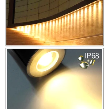 Točkovno Vgrajen LED Podzemnih Svetlobe Pokopan Krog iz Nerjavečega Jekla DC12-24V Kvadratnih Tleh na Prostem, Talna 3W Nepremočljiva Poplav Svetlobe