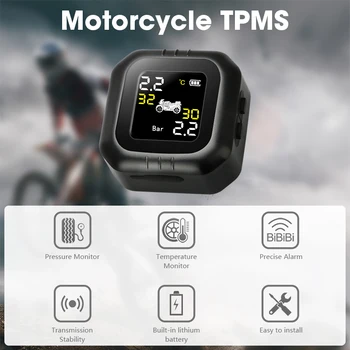 TPMS LED barvni Zaslon Motocikel Tlaka v Pnevmatikah Monitor Sistem Alarm Temperatura Opozorilo z dveh senzorjev namestitev ročajev