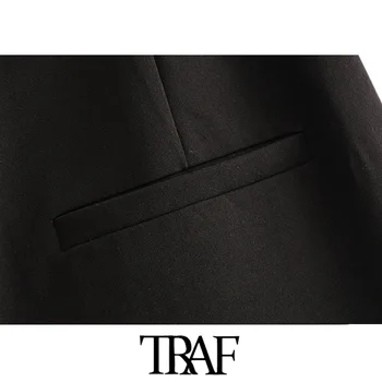 TRAF Ženske Vintage Stilom Urad Nosijo Visoke Pasu Skinny Hlače Modni Strani Zadrgo Ženske Kratke Hlače Pantalones Mujer