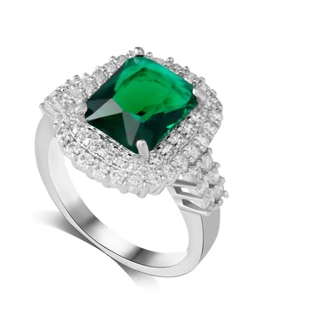 Trendy Edinstveno Modno Oblikovanje Velika Zelena Kristal Opal obroči z Nosorogovo Kristalno Engagement & Poročni Prstan Za Ženske