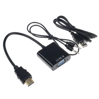 Trgovina na drobno 1080P HDMI na VGA Z o Prilagodilnik Pretvornika USB Napajanje Video Kabel Črna