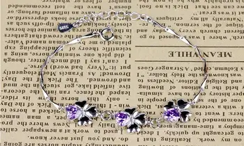Trgovini 925 sterling srebrni modni purple kristalni cvet, ženske zapestnice nakit ne zbledi ženske Božično darilo padec ladijskega prometa