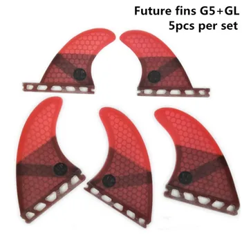 Tri-quad fin nastavite Prihodnosti G5+GL plavuti desko plavuti Rdeče barve surf plavuti Satja iz steklenih vlaken,
