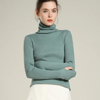 Turtleneck pulover ženske pletene džemper prst dolgimi rokavi, puloverji, črtasto stretch jesen zima basicshirt kratko seksi puloverji