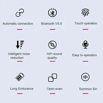 TWS-50 V5.0 Bluetooth Brezžične Slušalke Touch Kontrole Dolgo Sod Modela HI-fi Zvok Slušalke Čepkov za XIAOMI HUAWEI iphone