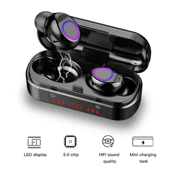 TWS Bluetooth 5.0 Slušalke LED Digitalni Zaslon Mini Brezžična Slušalka Noise Cancel Glasbeni Stereo slušalke Šport Čepkov