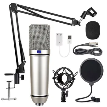 U87 Kondenzatorski Mikrofon Stojala za Sidro Snemanja Nastavite K Pesem KTV Igre Živo Karaoke PC DJ Avdio za Zvočne Kartice