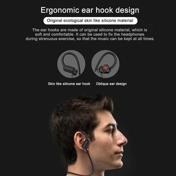 Uho Kavelj Brezžična tehnologija Bluetooth 5.0 6D Stereo TF Kartice Slušalke Slušalke