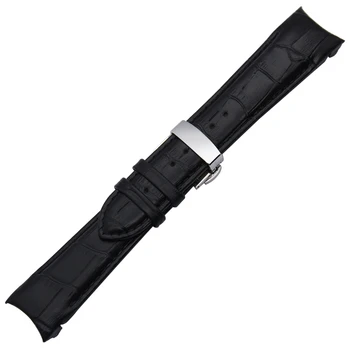 Ukrivljen Pravega Usnja Watchband 22 mm 23 mm 24 mm za Couturier T035 Watch Band Metulj Zaponko Trak za Zapestje Zapestnica Črna, Rjava