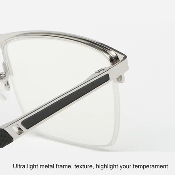 Ultra Lahka UV Zaščito Računalnika Obravnavi Očala Moških Presbyopia Anti-modra Svetloba Blokiranje Kovinski Pol Okvir Srebrno 1.5 2.5