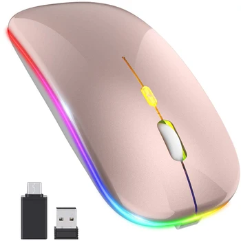 [Upgrade] LED Brezžično Miško, Mobilne Optični Urad za Miško z USB & Tip-C Sprejemnik, za Laptop,