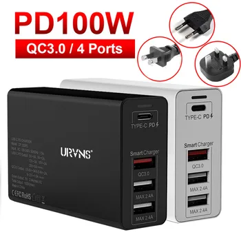 URVNS 100W Tip C Polnilnik s PPS PD3.0 QC3.0 AFC FCP Hitro Tehnologija, USB-C Prenosni Adapter za MacBook Pro 16