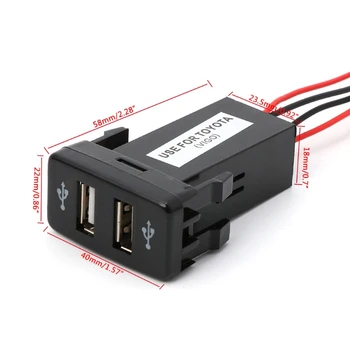 USB Avto Polnilec 12V 4.2 Dvojno 2 Vrata Socket Adapter w/ LED Luč Za Toyota VIGO