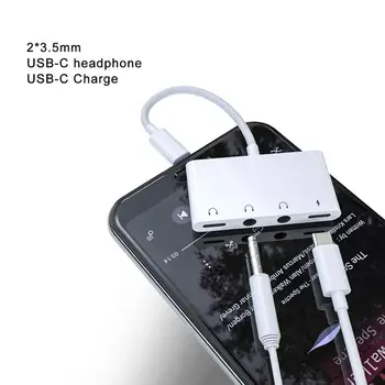 USB C Dvojni 3,5 mm Digitalni Audio Jack Adapter 4 v 1 Slušalke Avdio Adapter za Google Pixel2 USB-C Adapter za Cepilec