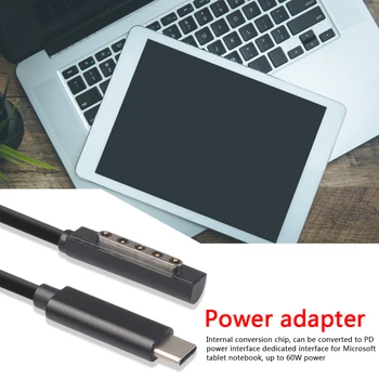 USB Tip C PD Kabel za Polnjenje, Power Adapter Pretvornik Prenosni Polnilec za Microsoft Surface Pro 1/2 Go DC Vtič Priključek Kabel