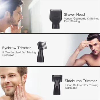 USB za Polnjenje Električnih Obrvi, Nos Hair Trimmer Brado Brivnik Sideburns Razor iz Nerjavečega Jekla Obraza Odstranjevanje Dlak Komplet Moški 31