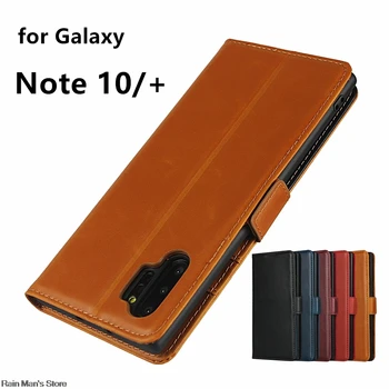 Usnjena torbica Za Samsung Galaxy Note 10 Note10 Plus Flip primeru Tulec, Magnetno sponko Pokrova Primeru Retro Poslovnih Denarnice