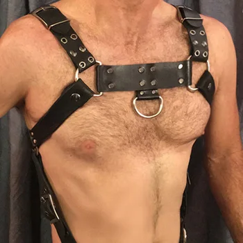 Usnjeni Pas Pasu za Moške Erotične Pasovi BDSM Strapon Seksi Punk Goth Noge, Spolni Organ Ropstva Moški Nastavljiv Prsi Modrc Gay Igrača