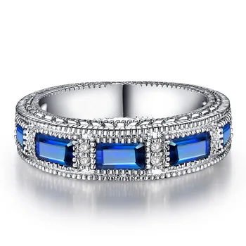 Ustvarjalni Moški Obroč Srebrna Barva Modra Gem Crystal Ring Klasičnih Kvadratnih Nesramna Obroč Dating Stranka Poročni Prstan Zaročni Prstan