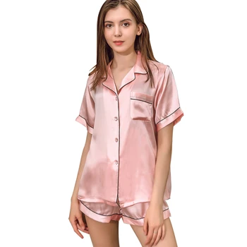 Ustvarjanje 101 pižamo za ženske pižame Simulirani SVILE PAJAMA bo ustrezala Terno kratek rokav sleepwear dva-kos svile housewear