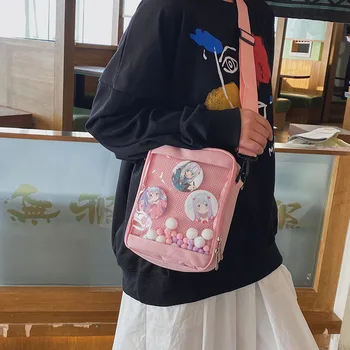 V Japonskem Slogu Anime Merch Lolita Kawaii Dekle Ženske Itabag Nahrbtnik, Torbico, Plastične Vrečke Značko Srčkan Šoli Pregledni Mini Torba