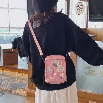 V Japonskem Slogu Anime Merch Lolita Kawaii Dekle Ženske Itabag Nahrbtnik, Torbico, Plastične Vrečke Značko Srčkan Šoli Pregledni Mini Torba