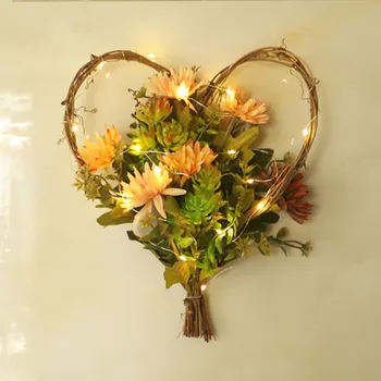 V Obliki srca Jeseni Chrysanthemum Sočna Steni Visi Počitnice DIY Stenske Dekoracije Garland steni visi halloween dekoracijo