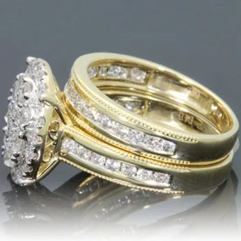 VAGZEB Ženski Big Cirkon Obroč iz Kristalno Srebrne Barve Zlata, Poročni Prstan Poročni Nakit Obljubo Udejstvovanje Obroči
