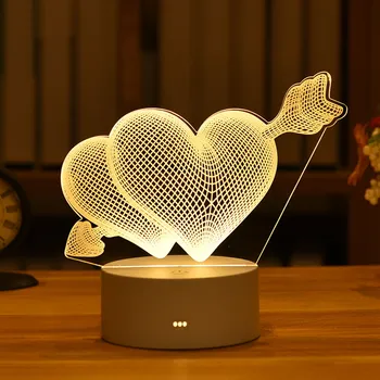 Valentinovo Darilo Polje 3D Lučka Akril LED Nočna Lučka Poročni Dekoracijo, za Rojstni dan Stranka Dekor Pravljice Luči Led Zavese Lučka