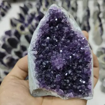 Velika Ametist Gruče Geode Kristali Kremena Cut Znanja Ametist Vzorcu Urugvaj
