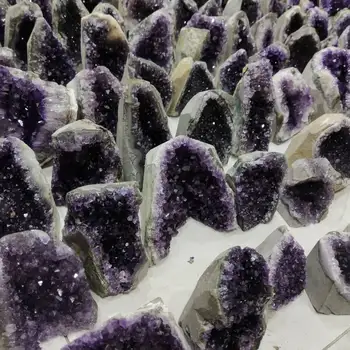 Velika Ametist Gruče Geode Kristali Kremena Cut Znanja Ametist Vzorcu Urugvaj