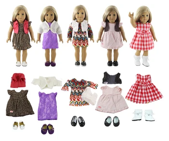 Veliko 10 Item=5 Nastavljena Lutka Obleko+ 5 Par Čevljev za 18 Inch Ameriški Lutka, Lutka Ročno Priložnostne Obrabe