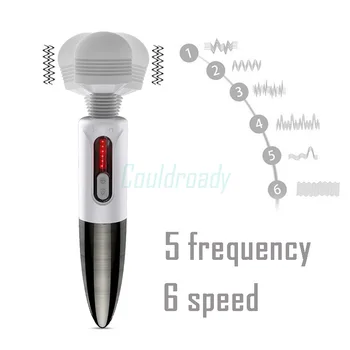 Veliko Glavo Strele Močna 5 Načinov Vibracij 6 Načini Impulz Massager USB Polnilne Čarobno AV Palico Vibrator za Par