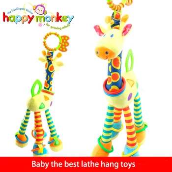 Vesel Opica Baby Razvoj Mehki Pliš Klopotec Živali Žirafa Ročaj Igrače Otroška Vozička Otroška Posteljica Visi Teether Igrača HM0002